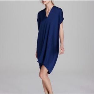Vince Silk Dress Tunic Shift Dress Dark Blue Small Short Sleeve Lightweight